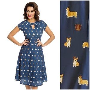 Lindy Bop Juliet Corgi Royal Tea Dress